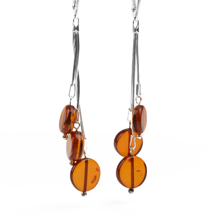 Honey Amber Discs Earrings