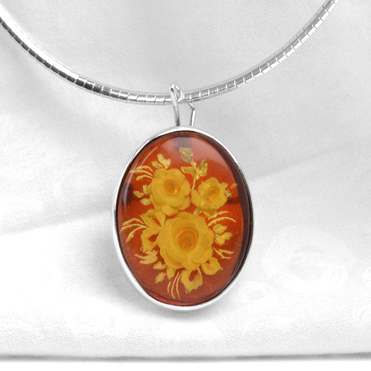 Amber Roses Pin Or Pendant