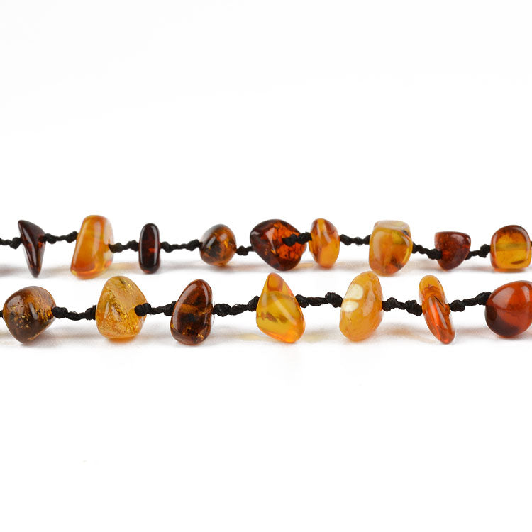 Natural Double Knotted Nuggets Amber Necklace