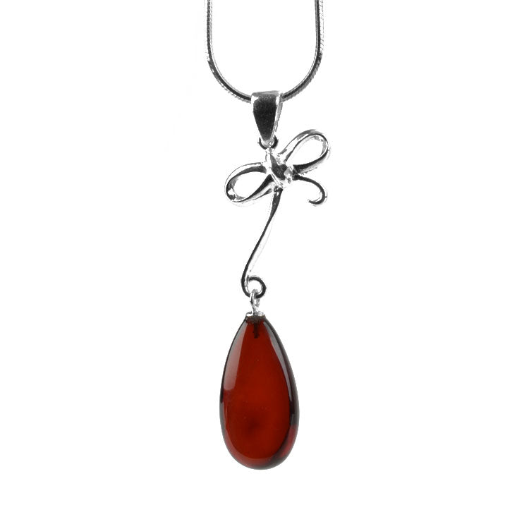 Amber Drop with Bow Pendant