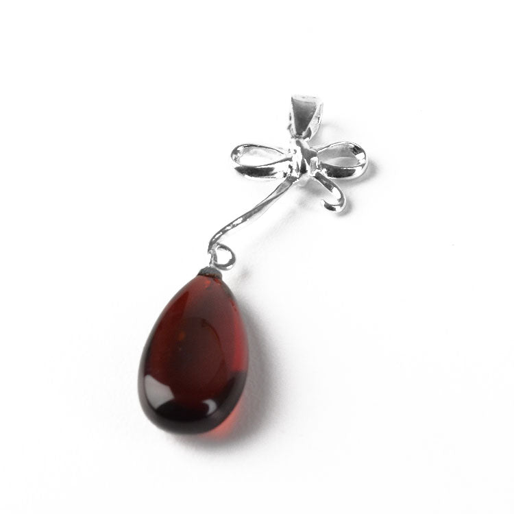 Amber Drop with Bow Pendant