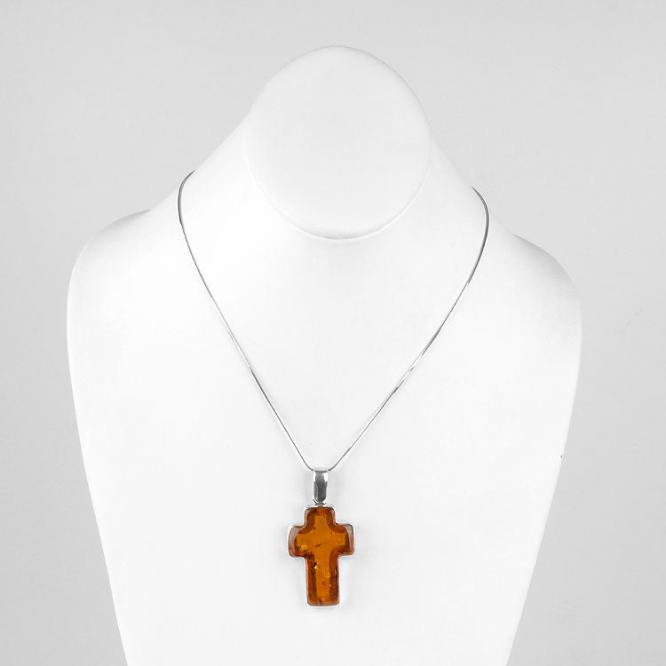 Amber Cross Pendant (Sold AS-IS)