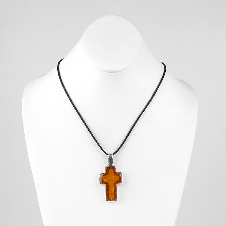 Amber Cross Pendant (Sold AS-IS)