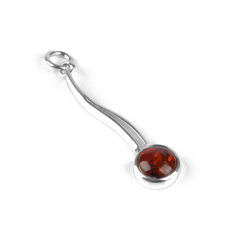 Sleek Amber & Silver Pendant