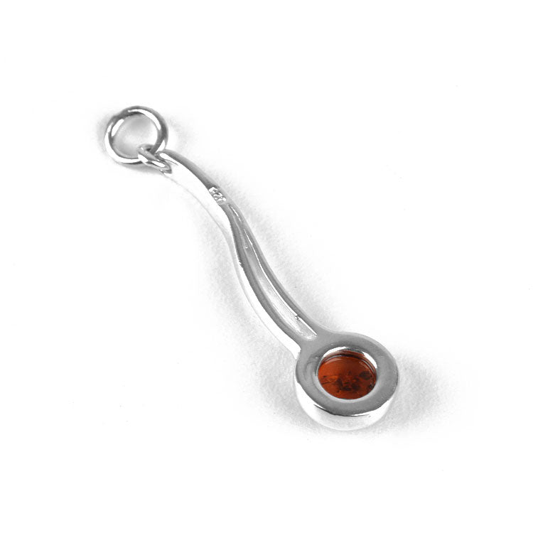 Sleek Amber & Silver Pendant