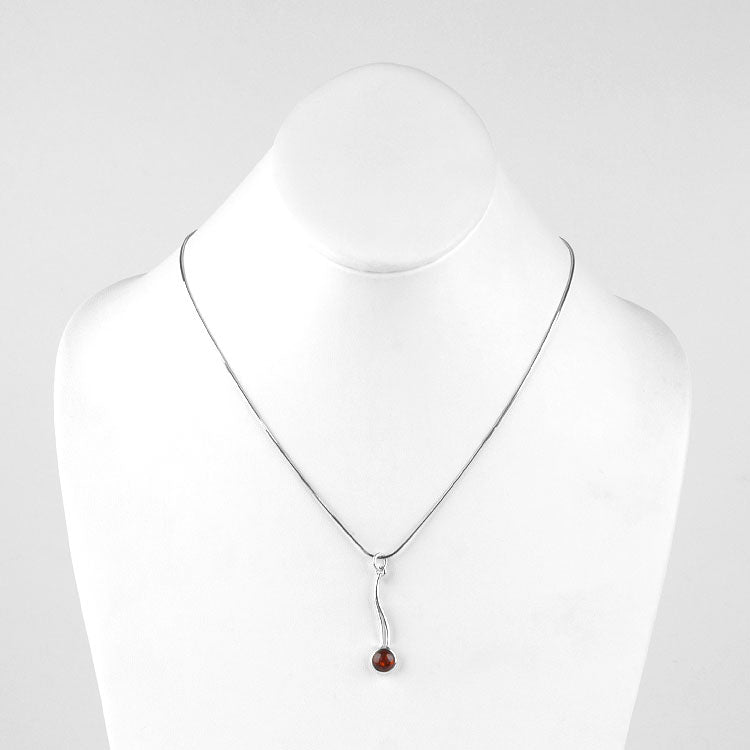 Sleek Amber & Silver Pendant