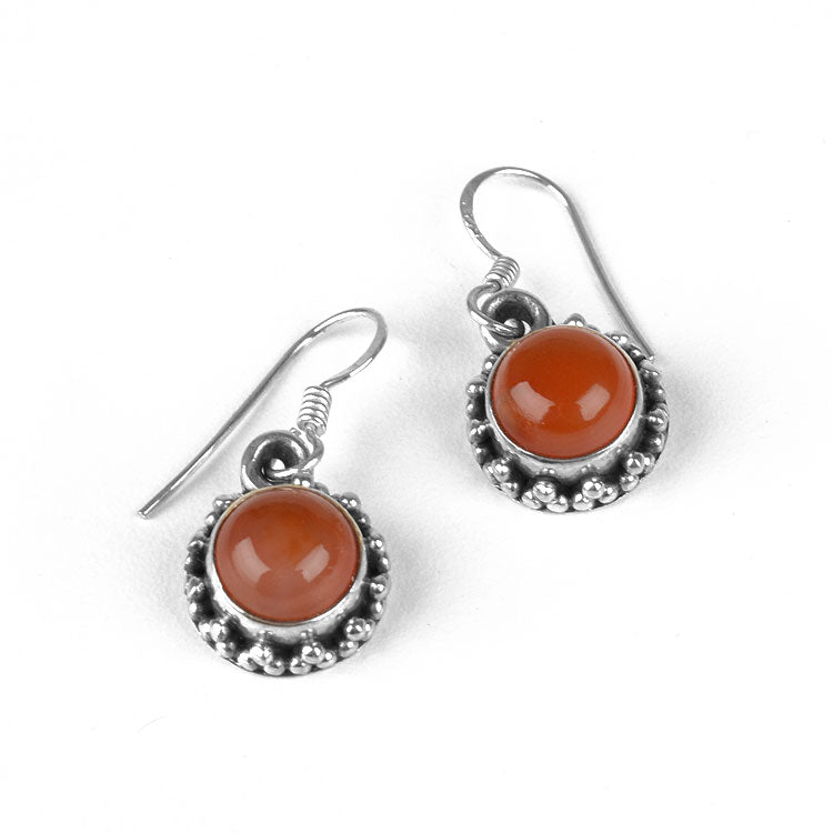 Round Carnelian Gemstone Earrings