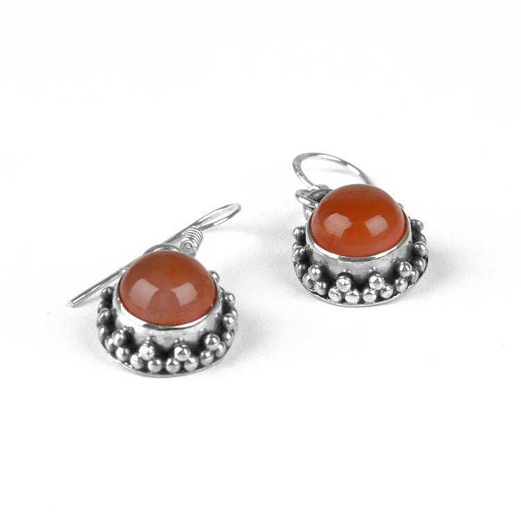 Round Carnelian Gemstone Earrings