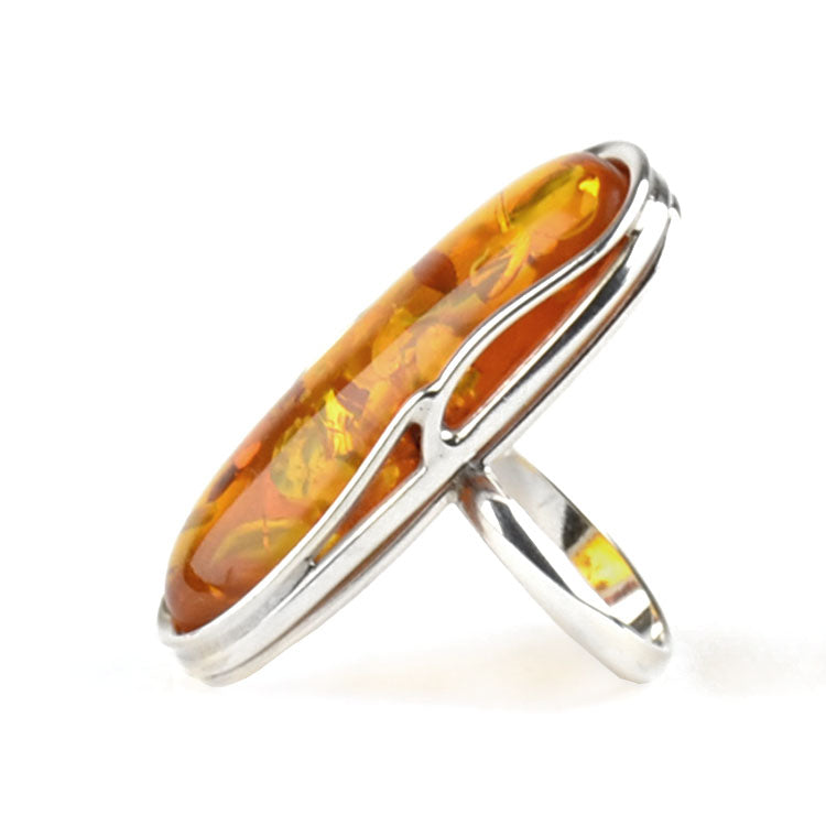 Oval Shape Honey Amber Ring