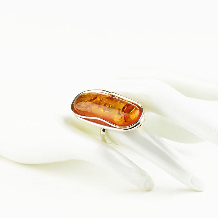 Oval Shape Honey Amber Ring