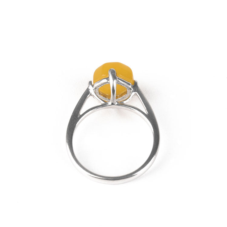 4 Prong High Setting Ring - Butterscotch Amber