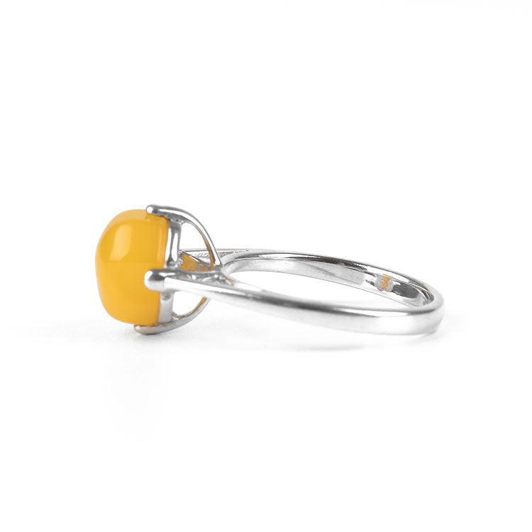 4 Prong High Setting Ring - Butterscotch Amber