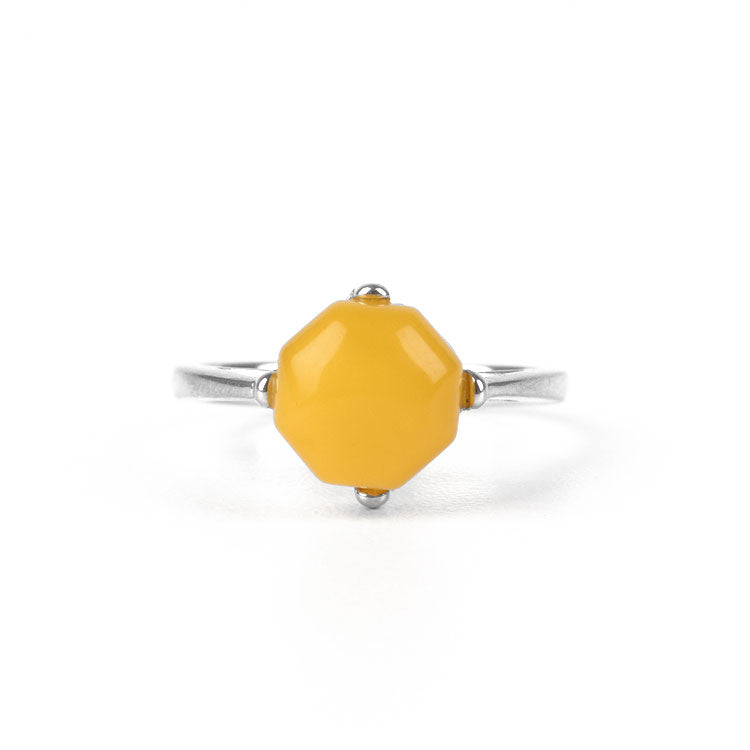4 Prong High Setting Ring - Butterscotch Amber