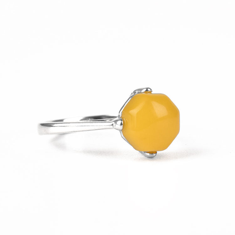 4 Prong High Setting Ring - Butterscotch Amber