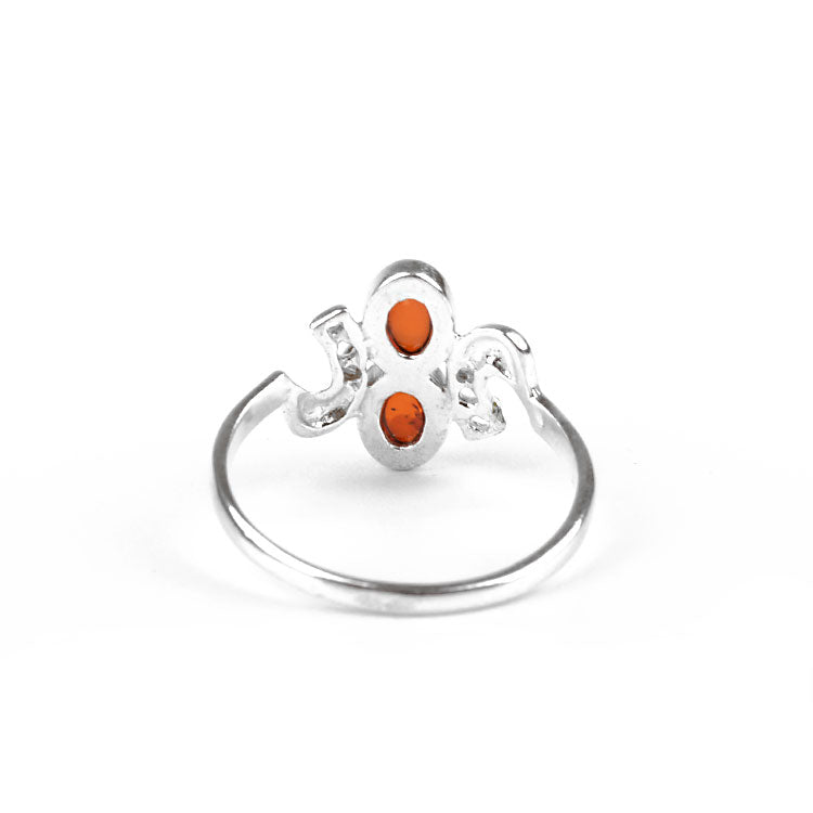 Two Stones in Unique Silver Design Ring