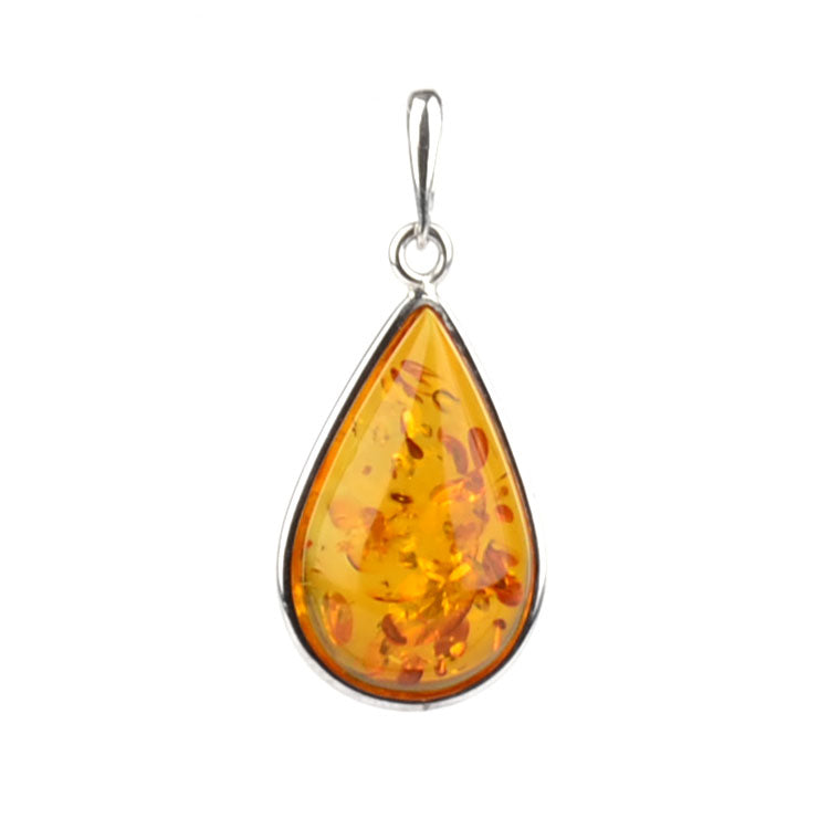 Genuine Amber Teardrop Classic Pendant