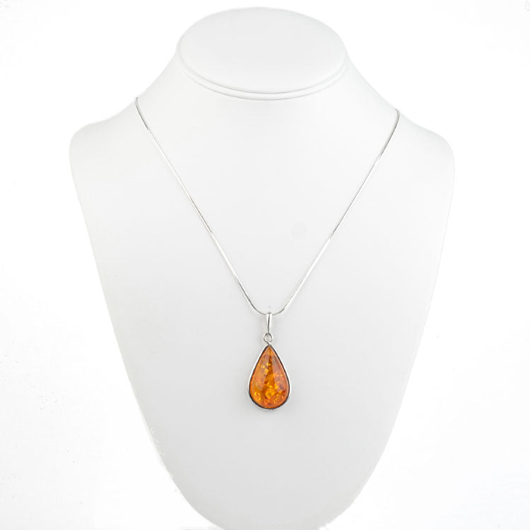 Genuine Amber Teardrop Classic Pendant