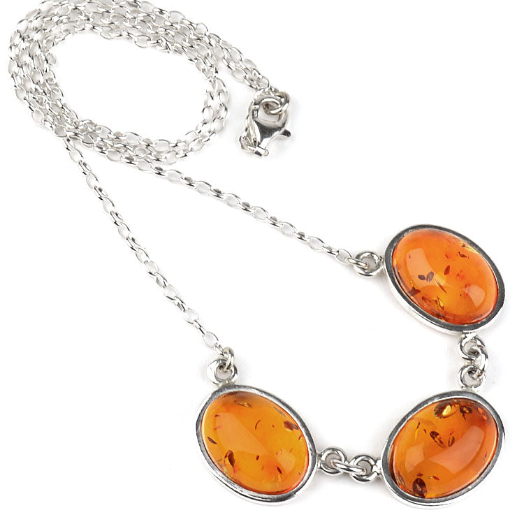 Classic Honey Amber Silver Necklace