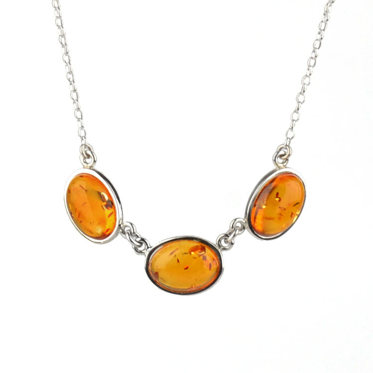 Classic Honey Amber Silver Necklace