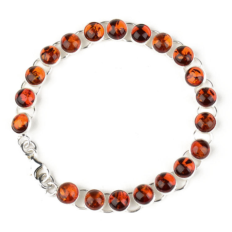 Amber Silver Link Bracelet