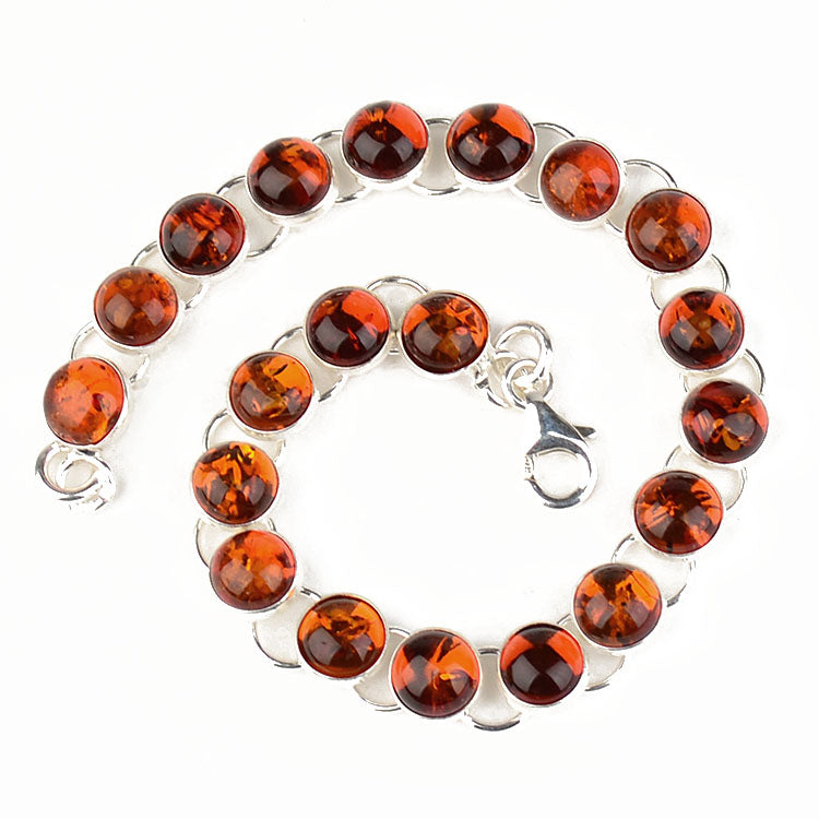 Amber Silver Link Bracelet