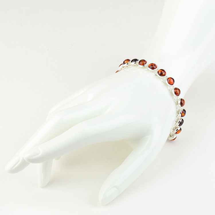 Amber Silver Link Bracelet