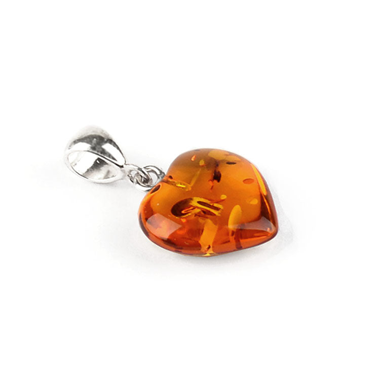 Small Heart-Shaped Honey Amber Pendant