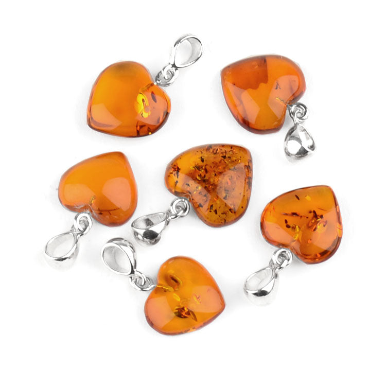 Small Heart-Shaped Honey Amber Pendant