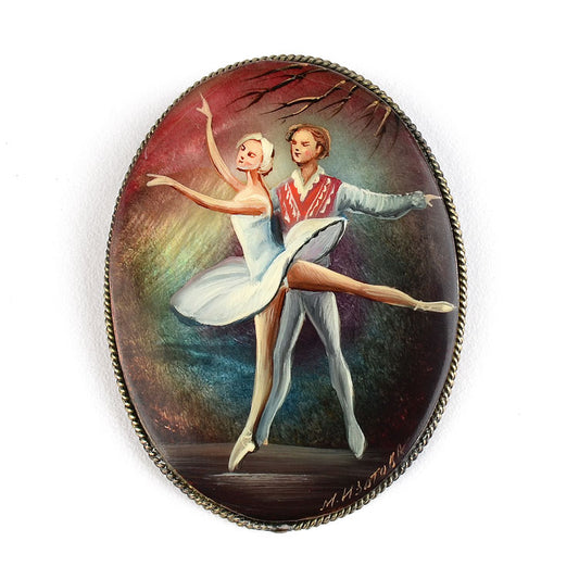 Ballet Dancers Hand Painted Brooch
