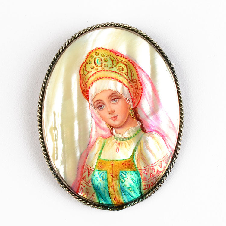 Girl In Russian Folk Dress Brooch