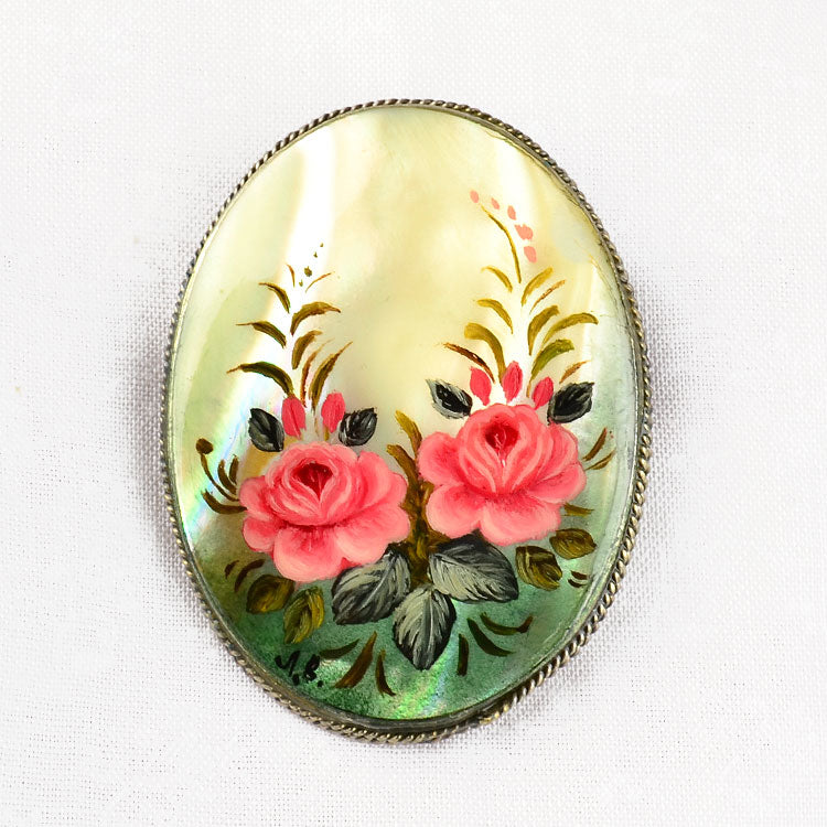 Roses Bouquet Mother of Pearl Brooch