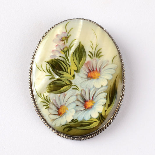 Daisies Mother of Pearl Brooch