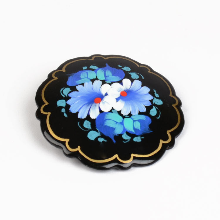 Blue-White Floral Brooch Pin