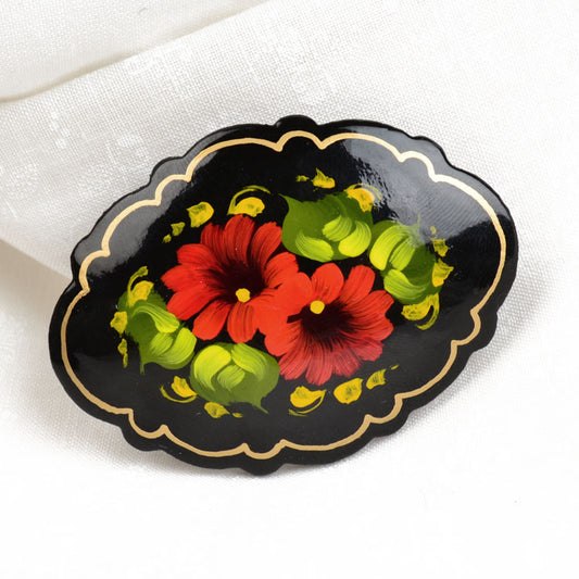 Red Floral Brooch Pin