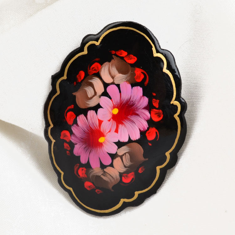 Pink Flowers Zhostovo Pin