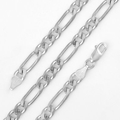 Men's FigaRope Chain Real Solid 925 Sterling Silver Necklace