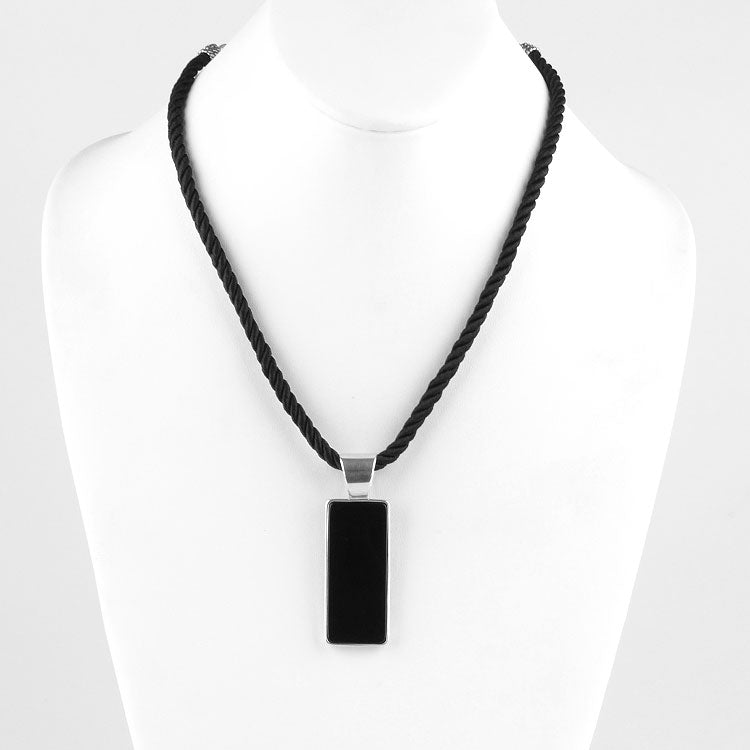 Black Onyx with Silver Scrolls Necklace