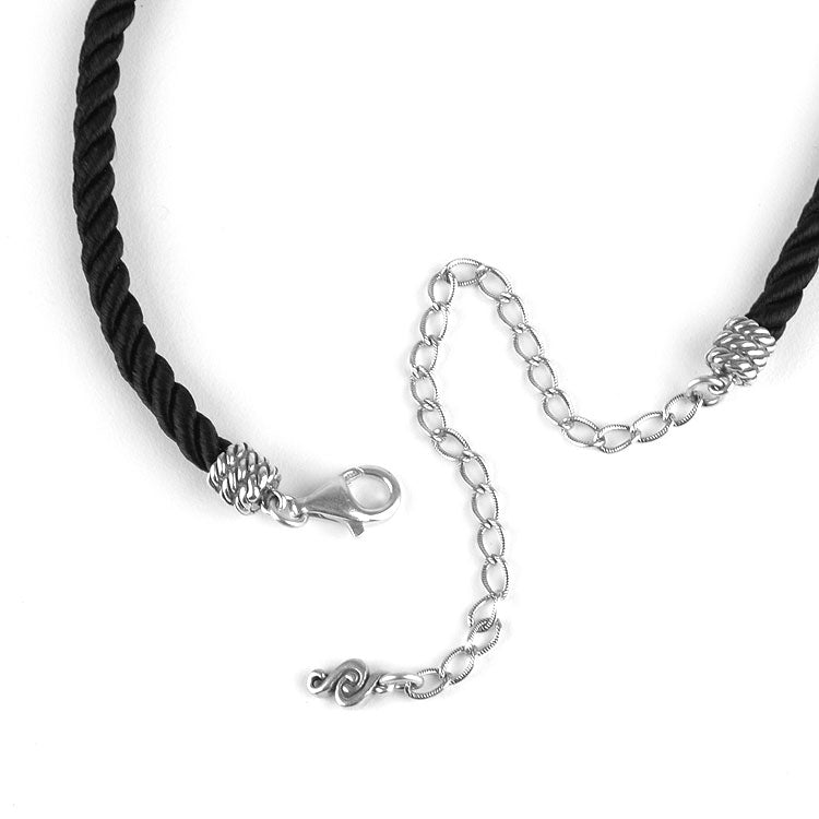 Black Onyx with Silver Scrolls Necklace