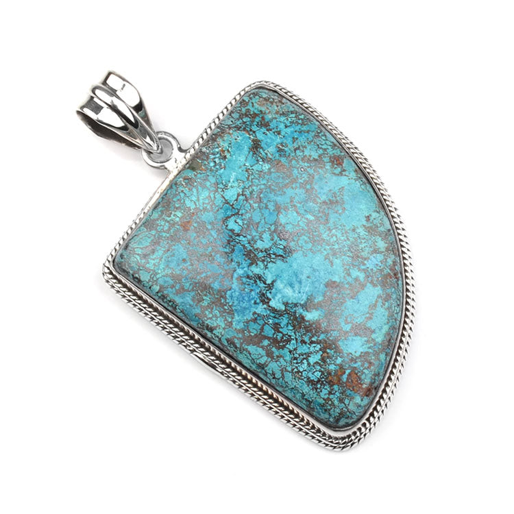 Modern Chrysocolla & Silver Pendant