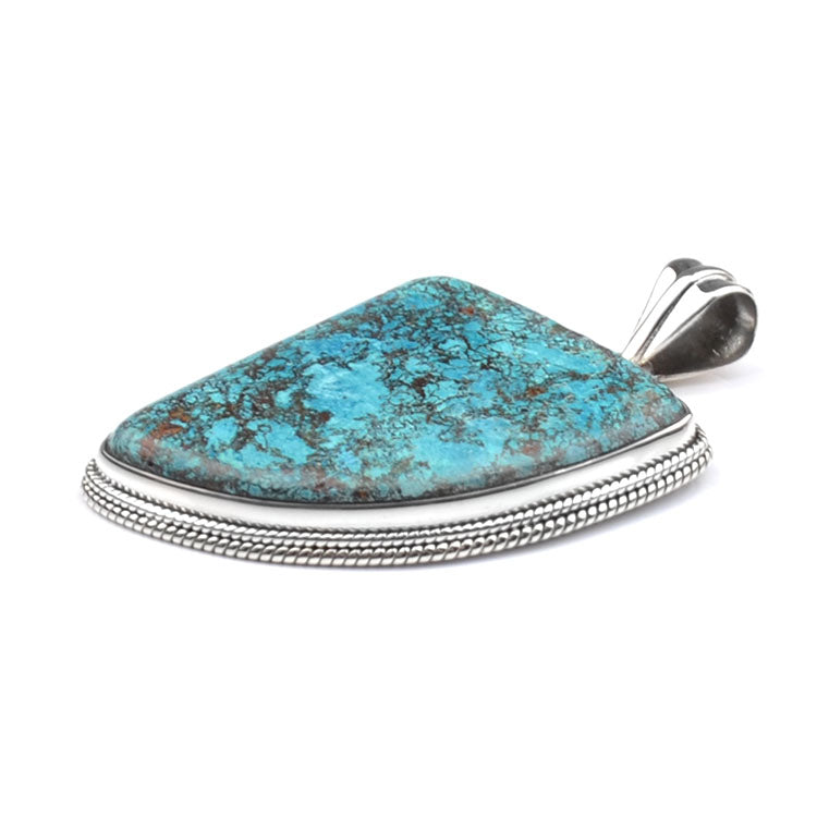 Modern Chrysocolla & Silver Pendant