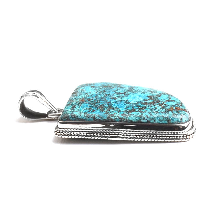 Modern Chrysocolla & Silver Pendant