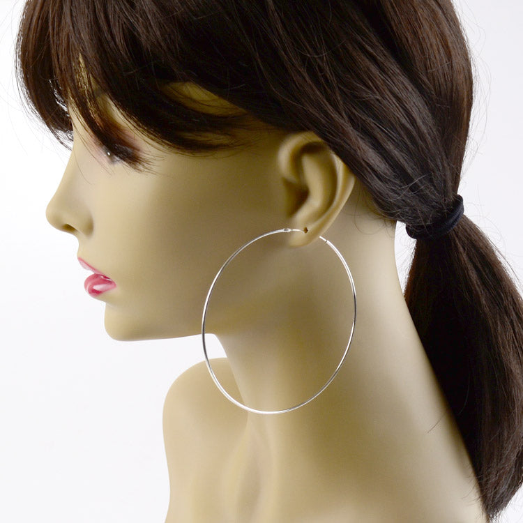 4" Classic Endless Hoop Silver Earrings