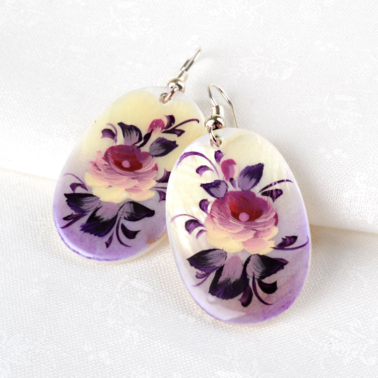 Floral Mother of Pearl Hook Earrings