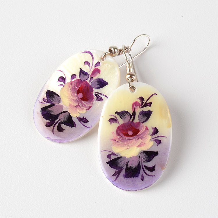 Floral Mother of Pearl Hook Earrings