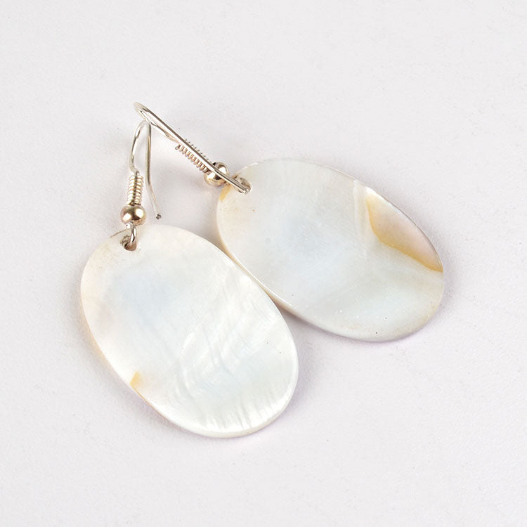 Floral Mother of Pearl Hook Earrings