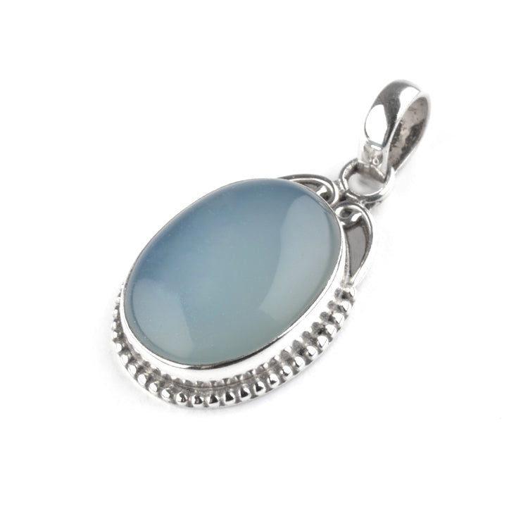 Dusk Blue Chalcedony Silver Pendant
