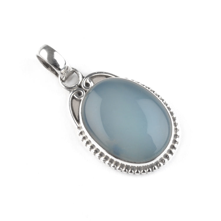 Dusk Blue Chalcedony Silver Pendant