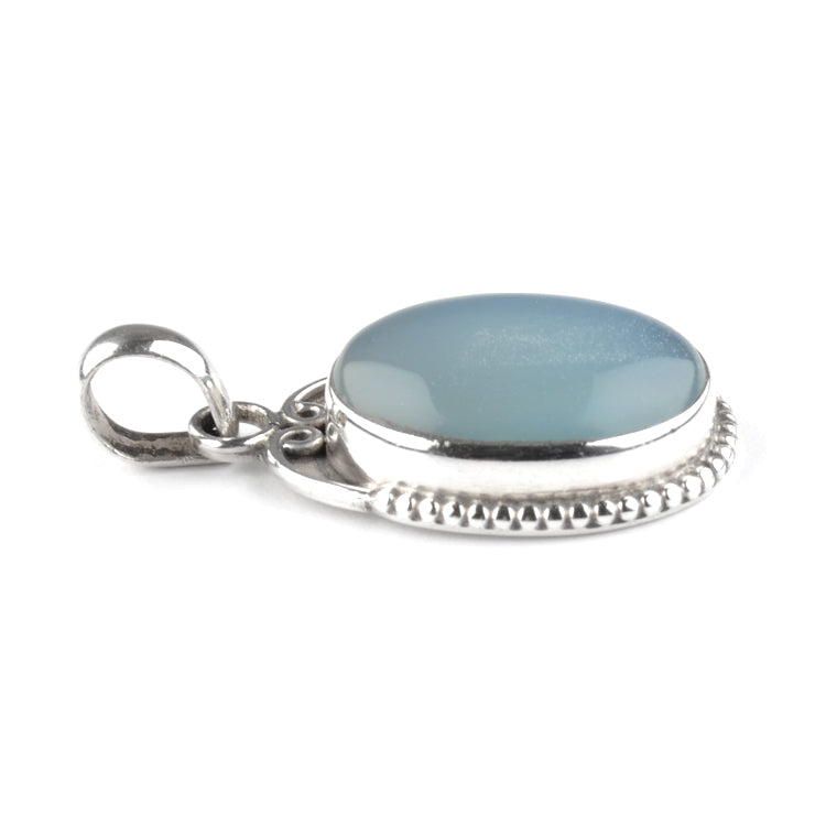 Dusk Blue Chalcedony Silver Pendant