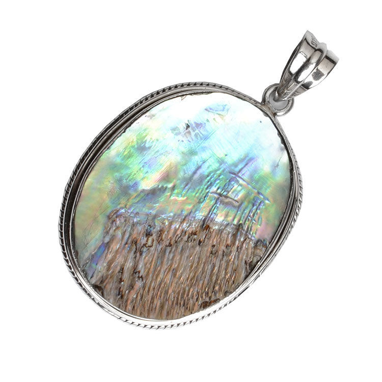 Natural Abalone in Silver Pendant