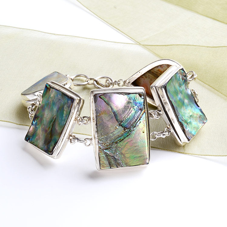 Abalone Shell Silver Toggle Bracelet